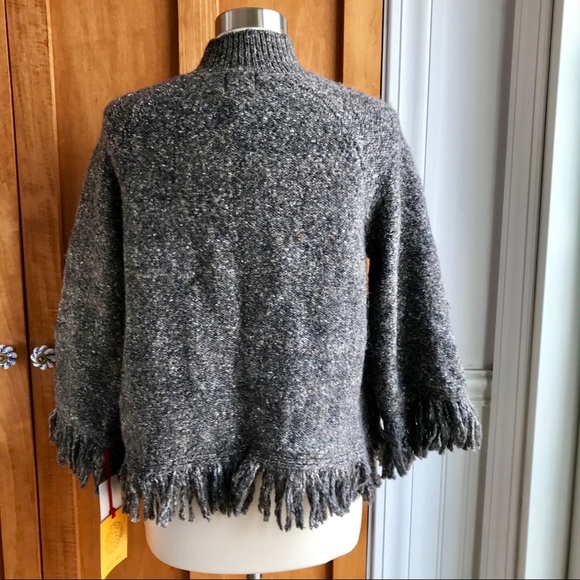 NWT Ruby Rd. Gray Fringed Cardigan Sweater.   *G1 - Picture 6 of 7